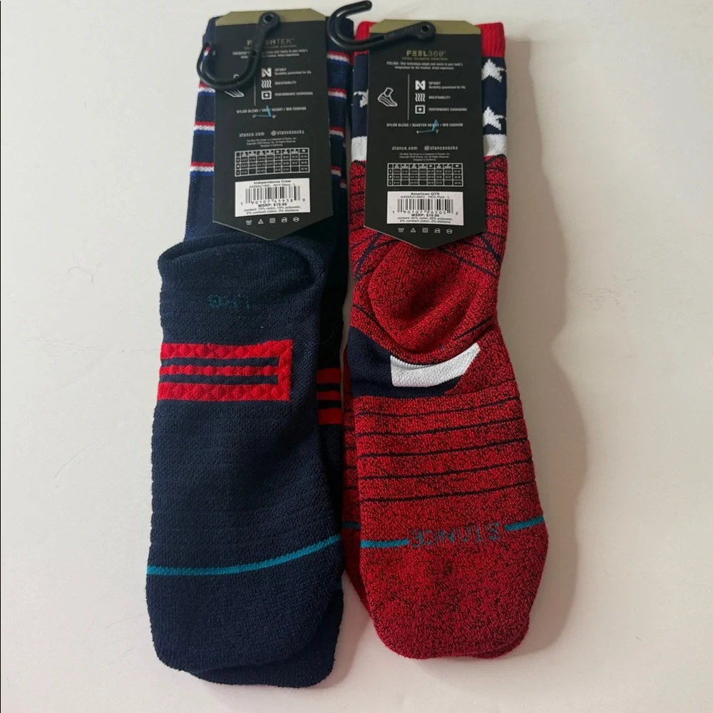 Stance Performance Socks. 2 Pairs. American / Patriotic. Size Large.